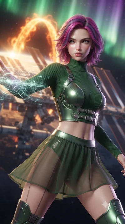 score_9, masterpiece, best quality, ultra-detailed, high-budget anime keyframe, editorial fashion photography, tasteful artistic composition, realistic cosplay photography, Caucasian woman, strictly human ears. close-up cowboy shot from the waist and