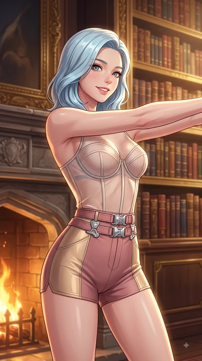 score_9, masterpiece, best quality, ultra-detailed, high-budget anime keyframe, editorial fashion photography, tasteful artistic composition, Korean woman. close-up cowboy shot from the waist and thighs up, the character dominates the composition, fi