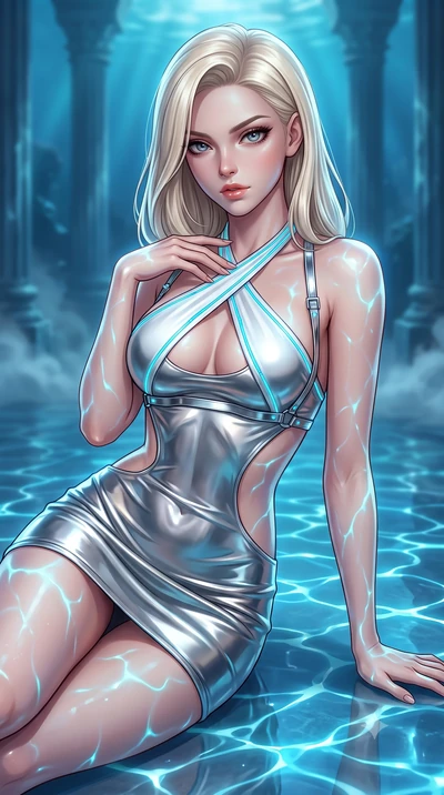 score_9, masterpiece, best quality, ultra-detailed, high-budget anime keyframe, semi-realistic 3D game render, editorial fashion photography, tasteful artistic composition, Caucasian woman. close-up cowboy shot from the waist and thighs up, the chara