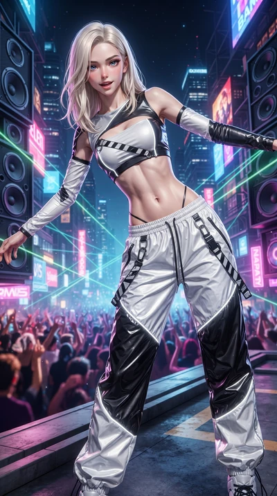 score_9, masterpiece, best quality, ultra-detailed, high-budget anime keyframe, editorial fashion photography, tasteful artistic composition, Caucasian woman. close-up cowboy shot from the waist and thighs up, the character dominates the composition,