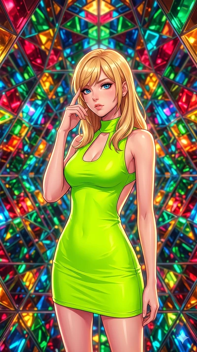 score_9, masterpiece, best quality, ultra-detailed, high-budget anime keyframe, editorial fashion photography, tasteful artistic composition, Caucasian woman, strictly human ears. close-up cowboy shot from the waist and thighs up, the character domin