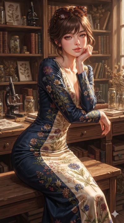 Korean woman. close-up cowboy shot from the waist and thighs up, the character dominates the composition, fi.