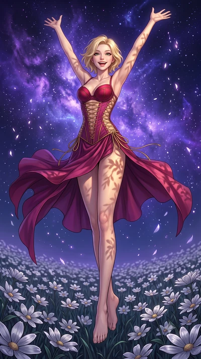 score_9, masterpiece, best quality, ultra-detailed, high-budget anime keyframe, editorial fashion photography, tasteful artistic composition, Caucasian woman, strictly human ears. low angle full-body shot from head to toe showing her feet, filling th