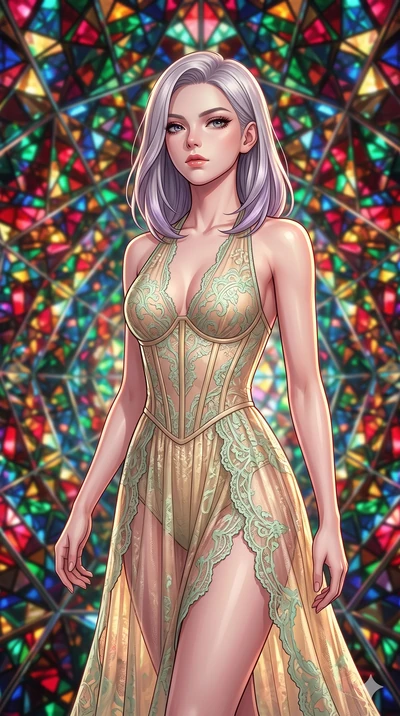 score_9, masterpiece, best quality, ultra-detailed, high-budget anime keyframe, editorial fashion photography, tasteful artistic composition, Caucasian woman, strictly human ears. close-up cowboy shot from the waist and thighs up, the character domin
