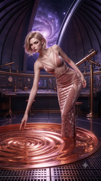 score_9, masterpiece, best quality, ultra-detailed, High-budget Anime Keyframe, editorial fashion photography, tasteful artistic composition, realistic cosplay photography, Caucasian woman, strictly human ears. Dynamic full-body shot stretching the v