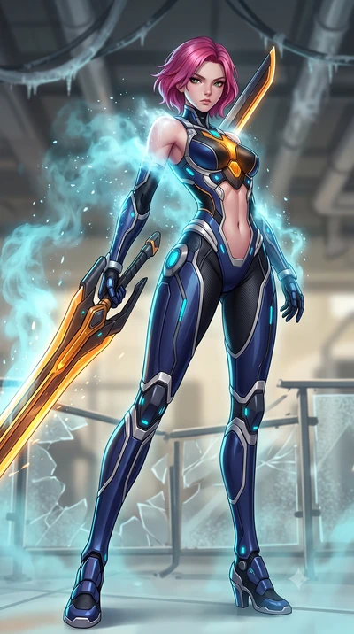 score_9, masterpiece, best quality, ultra-detailed, high-budget anime keyframe, semi-realistic 3D game render, editorial fashion photography, tasteful artistic composition, Caucasian woman. low angle full-body shot from head to toe showing her feet, 