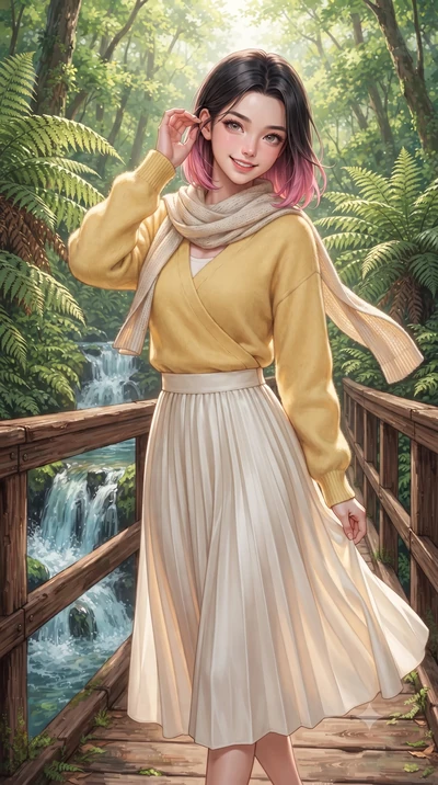score_9, masterpiece, best quality, ultra-detailed, high-budget anime keyframe, editorial fashion photography, tasteful artistic composition, Korean woman. close-up cowboy shot from the waist and thighs up, the character dominates the composition, fi