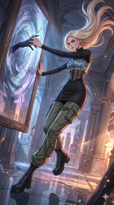 score_9, masterpiece, best quality, ultra-detailed, high-budget anime movie keyframe, cinematic anime lighting, intricate line art, Caucasian (strictly human ears) anime girl. Dynamic full-body shot stretching the vertical silhouette with extreme per