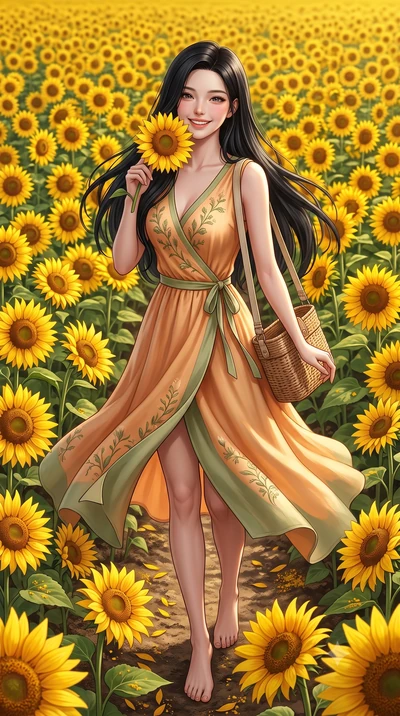 score_9, masterpiece, best quality, ultra-detailed, high-budget anime keyframe, semi-realistic 3D game render, editorial fashion photography, tasteful artistic composition, Korean woman. low angle full-body shot from head to toe showing her feet, fil