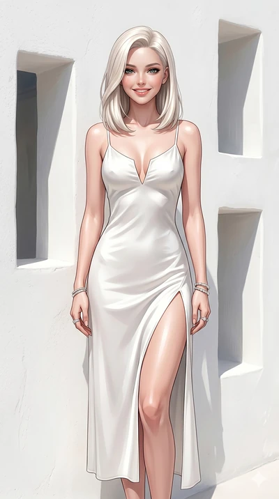 score_9, masterpiece, best quality, ultra-detailed, high-budget anime keyframe, editorial fashion photography, tasteful artistic composition, Caucasian woman, strictly human ears. cowboy shot from the thighs up, character and outfit filling the frame