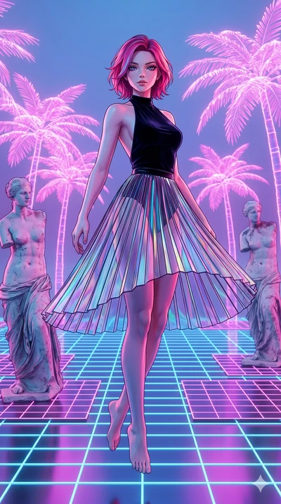 score_9, masterpiece, best quality, ultra-detailed, high-budget anime keyframe, Caucasian woman, strictly human ears. low angle full-body shot filling the entire 9:16 frame with her statuesque presence, stretching the vertical silhouette. drifting th