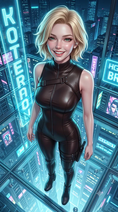 score_9, masterpiece, best quality, ultra-detailed, high-budget anime keyframe, semi-realistic 3D game render, editorial fashion photography, tasteful artistic composition, Caucasian woman. close-up cowboy shot from the waist and thighs up, the chara