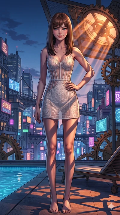 score_9, masterpiece, best quality, ultra-detailed, high-budget anime keyframe, editorial fashion photography, tasteful artistic composition, Korean woman. cowboy shot from the thighs up, character and outfit filling the frame for maximum editorial p