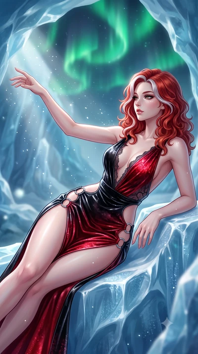 score_9, masterpiece, best quality, ultra-detailed, high-budget anime keyframe, semi-realistic 3D game render, editorial fashion photography, tasteful artistic composition, Caucasian woman. close-up cowboy shot from the waist and thighs up, the chara