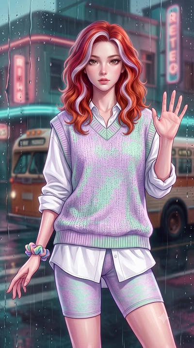 score_9, masterpiece, best quality, ultra-detailed, high-budget anime keyframe, semi-realistic 3D game render, editorial fashion photography, tasteful artistic composition, Caucasian woman. close-up cowboy shot from the waist and thighs up, the chara