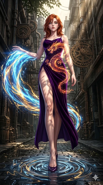score_9, masterpiece, best quality, ultra-detailed, Set A: High-budget Anime Keyframe, Caucasian (human ears) woman. Low angle cowboy shot filling the entire 9:16 frame with her statuesque presence. Theme: Primal Nature. unleashing a massive energy w
