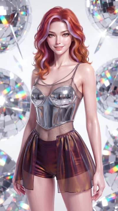 score_9, masterpiece, best quality, ultra-detailed, high-budget anime keyframe, editorial fashion photography, tasteful artistic composition, Caucasian woman. close-up cowboy shot from the waist and thighs up, the character dominates the composition,