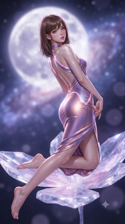 score_9, masterpiece, best quality, ultra-detailed, high-budget anime keyframe, editorial fashion photography, tasteful artistic composition, Korean woman. low angle full-body shot from head to toe showing her feet, filling the entire 9:16 vertical f