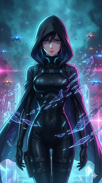 score_9, masterpiece, best quality, ultra-detailed, Set A: High-budget Anime Keyframe, Japanese woman. Upper body close-up from the thighs up, character filling the screen for maximum presence. Theme: Ethereal Dream. shattering the fabric of reality 