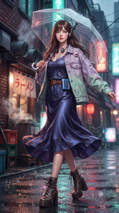 score_9, masterpiece, best quality, ultra-detailed, high-budget anime keyframe, editorial fashion photography, tasteful artistic composition, Korean woman. low angle full-body shot from head to toe showing her feet, filling the entire 9:16 vertical f