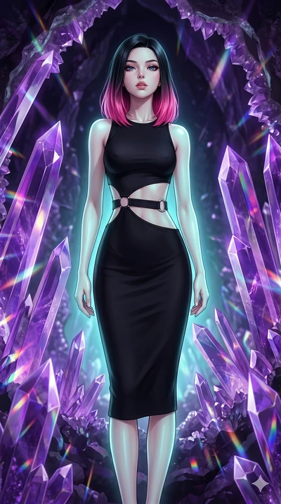 score_9, masterpiece, best quality, ultra-detailed, high-budget anime keyframe, editorial fashion photography, tasteful artistic composition, Japanese woman. cowboy shot from the thighs up, character and outfit filling the frame for maximum editorial