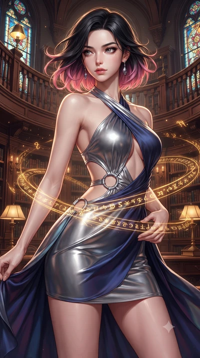 score_9, masterpiece, best quality, ultra-detailed, high-budget anime keyframe, editorial fashion photography, tasteful artistic composition, Korean woman. close-up cowboy shot from the waist and thighs up, the character dominates the composition, fi
