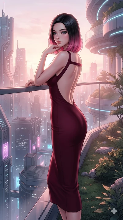 score_9, masterpiece, best quality, ultra-detailed, high-budget anime keyframe, editorial fashion photography, tasteful artistic composition, Korean woman. cowboy shot from the thighs up, character and outfit filling the frame for maximum editorial p