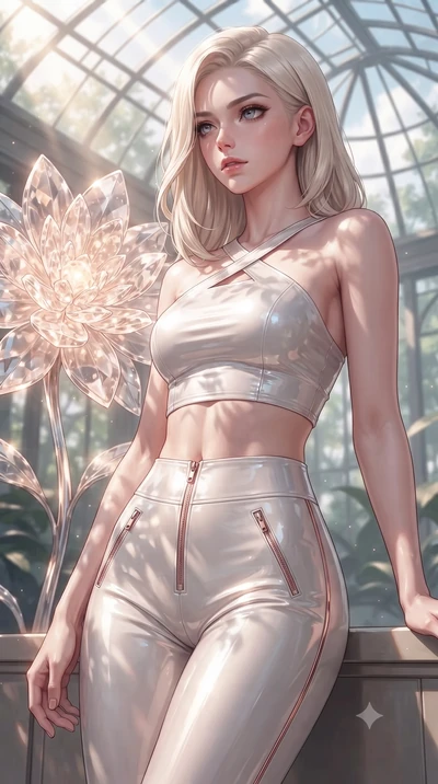 score_9, masterpiece, best quality, ultra-detailed, high-budget anime keyframe, editorial fashion photography, tasteful artistic composition, Caucasian woman. close-up cowboy shot from the waist and thighs up, the character dominates the composition,