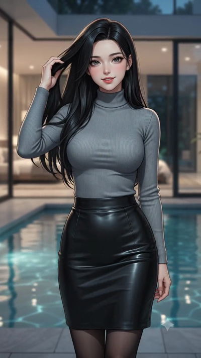 Girl blinking and smiling softly
