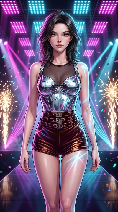 score_9, masterpiece, best quality, ultra-detailed, high-budget anime keyframe, editorial fashion photography, tasteful artistic composition, Korean woman. close-up cowboy shot from the waist and thighs up, the character dominates the composition, fi