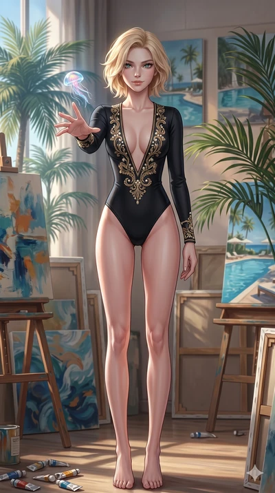 score_9, masterpiece, best quality, ultra-detailed, high-budget anime keyframe, editorial fashion photography, tasteful artistic composition, Caucasian woman, strictly human ears. cowboy shot from the thighs up, character and outfit filling the frame