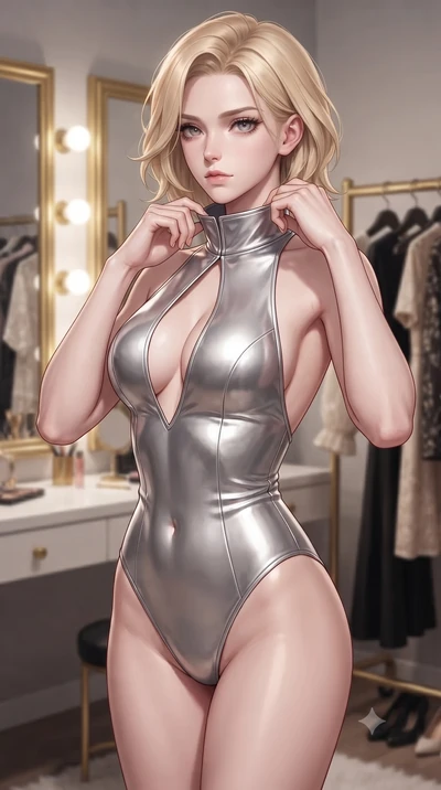 score_9, masterpiece, best quality, ultra-detailed, high-budget anime keyframe, editorial fashion photography, tasteful artistic composition, Caucasian woman. close-up cowboy shot from the waist and thighs up, the character dominates the composition,