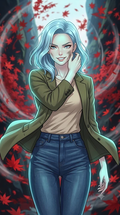 score_9, masterpiece, best quality, ultra-detailed, high-budget anime keyframe, clean line-art, cel-shading, Korean woman. close-up cowboy shot from the waist and thighs up, the character dominates the composition, filling the frame with her large pr