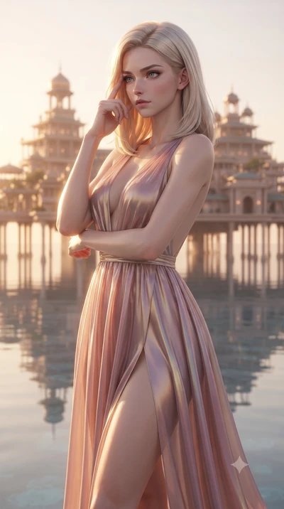 score_9, masterpiece, best quality, ultra-detailed, high-budget anime keyframe, editorial fashion photography, tasteful artistic composition, Caucasian woman. close-up cowboy shot from the waist and thighs up, the character dominates the composition,