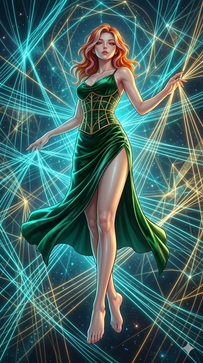 score_9, masterpiece, best quality, ultra-detailed, high-budget anime keyframe, Caucasian woman, strictly human ears. low angle full-body shot filling the entire 9:16 frame with her statuesque presence, stretching the vertical silhouette. floating su