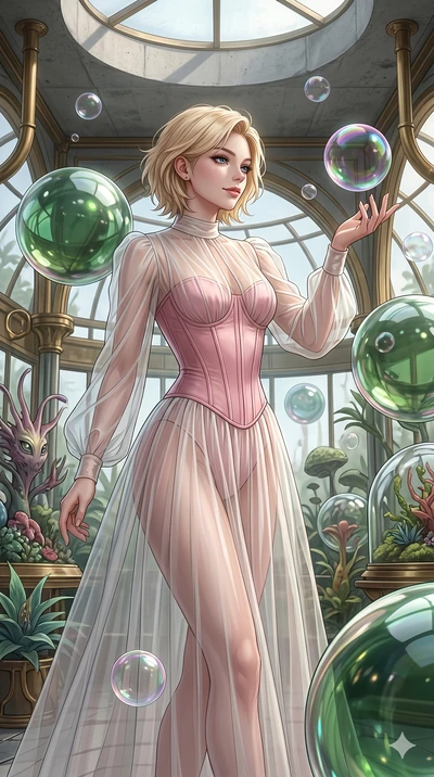 score_9, masterpiece, best quality, ultra-detailed, high-budget anime keyframe, editorial fashion photography, tasteful artistic composition, Caucasian woman, strictly human ears. cowboy shot from the thighs up, character and outfit filling the frame