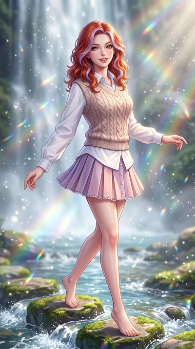 score_9, masterpiece, best quality, ultra-detailed, high-budget anime keyframe, semi-realistic 3D game render, editorial fashion photography, tasteful artistic composition, Caucasian woman. close-up cowboy shot from the waist and thighs up, the chara