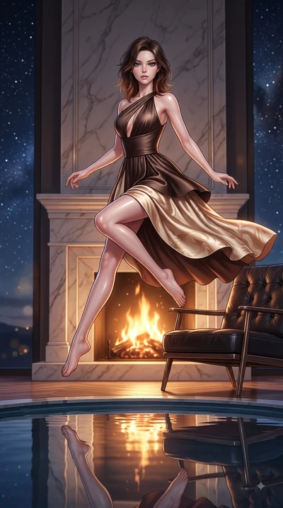 score_9, masterpiece, best quality, ultra-detailed, high-budget anime keyframe, editorial fashion photography, tasteful artistic composition, Korean woman. low angle full-body shot from head to toe showing her feet, filling the entire 9:16 vertical f