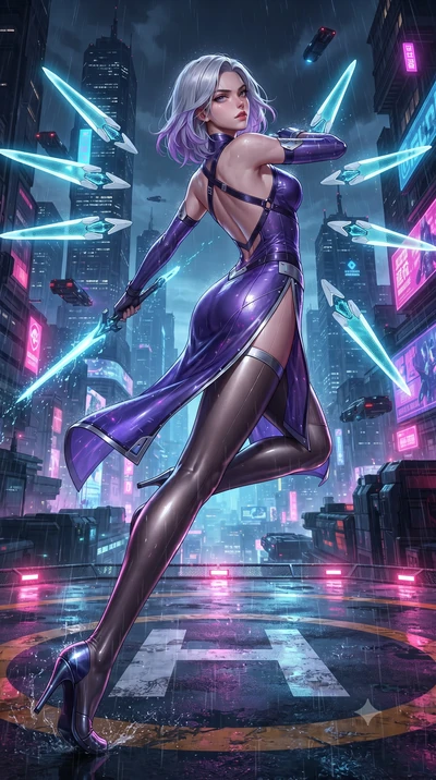 score_9, masterpiece, best quality, ultra-detailed, high-budget anime keyframe, editorial fashion photography, tasteful artistic composition, Caucasian woman. low angle full-body shot from head to toe showing her feet, filling the entire 9:16 vertica