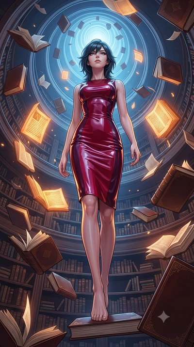 score_9, masterpiece, best quality, ultra-detailed, high-budget anime keyframe, editorial fashion photography, tasteful artistic composition, Caucasian woman, strictly human ears. low angle full-body shot from head to toe showing her feet, filling th