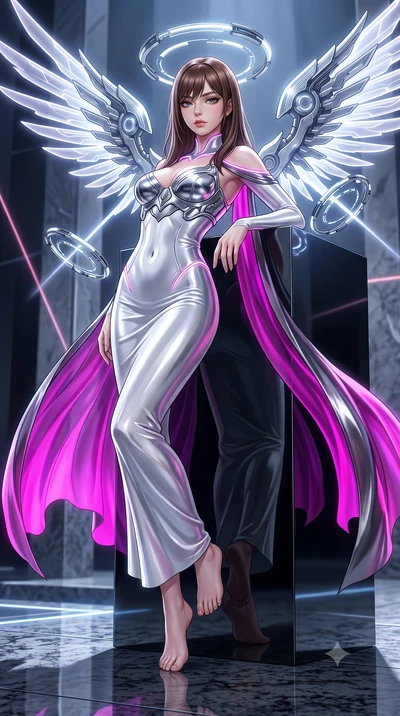 score_9, masterpiece, best quality, ultra-detailed, high-budget anime keyframe, semi-realistic 3D game render, editorial fashion photography, tasteful artistic composition, Korean woman. low angle full-body shot from head to toe showing her feet, fil