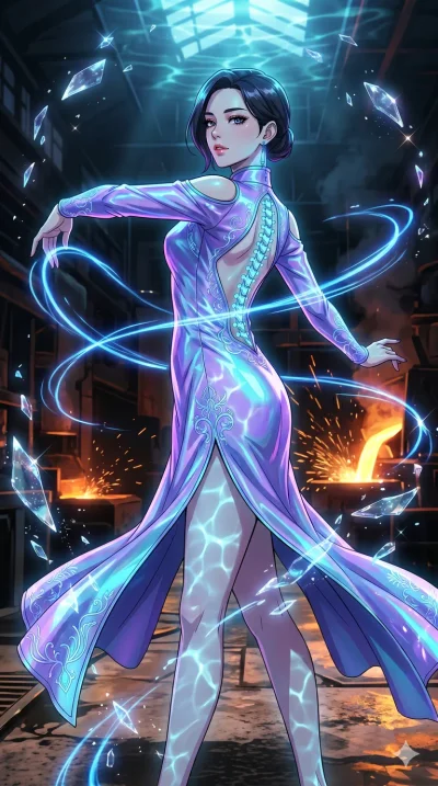 score_9, masterpiece, best quality, ultra-detailed, High-budget Anime Keyframe, vibrant colors, fluid line-art, expressive lighting, cinematic composition, Ufotable-style visual effects, top-tier animation quality, Korean woman with idol-like refined