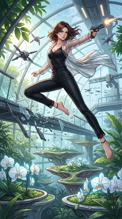 score_9, masterpiece, best quality, ultra-detailed, high-budget anime keyframe, editorial fashion photography, tasteful artistic composition, Korean woman. low angle full-body shot from head to toe showing her feet, filling the entire 9:16 vertical f