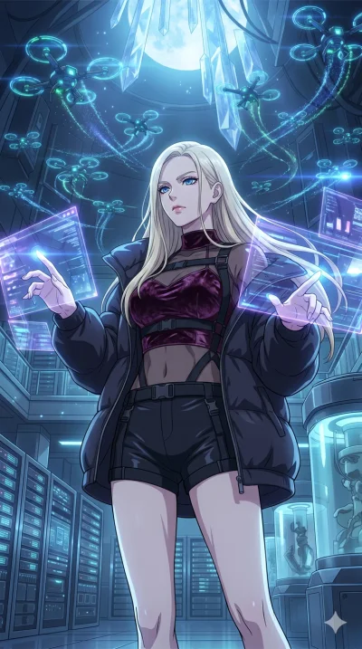 score_9, masterpiece, best quality, ultra-detailed, High-budget Anime Keyframe, vibrant colors, fluid line-art, expressive lighting, cinematic composition, Ufotable-style visual effects, top-tier animation quality, Caucasian woman with pale skin, blo