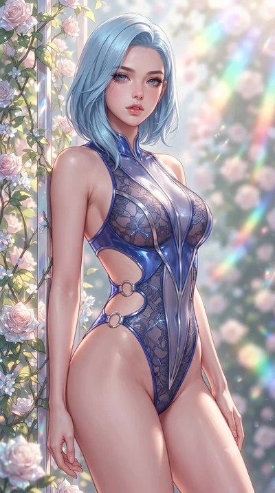 score_9, masterpiece, best quality, ultra-detailed, high-budget anime keyframe, editorial fashion photography, tasteful artistic composition, Korean woman. close-up cowboy shot from the waist and thighs up, the character dominates the composition, fi