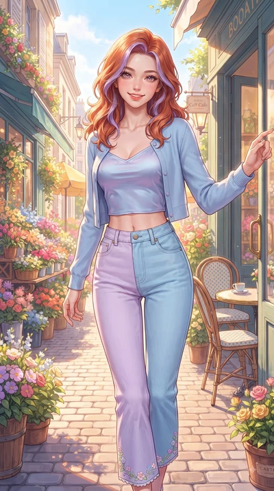 score_9, masterpiece, best quality, ultra-detailed, high-budget anime keyframe, editorial fashion photography, tasteful artistic composition, Caucasian woman. close-up cowboy shot from the waist and thighs up, the character dominates the composition,