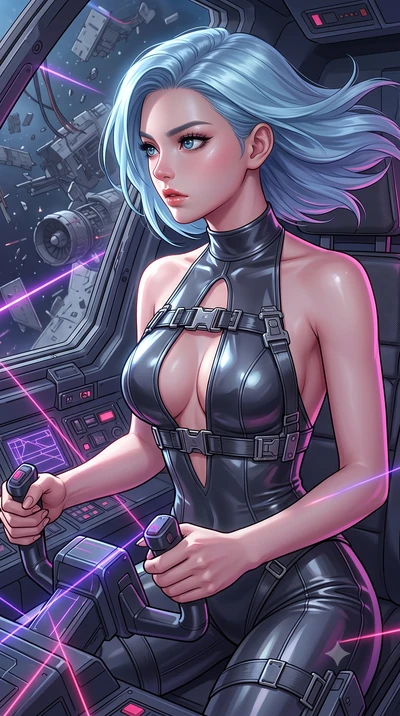 score_9, masterpiece, best quality, ultra-detailed, high-budget anime keyframe, editorial fashion photography, tasteful artistic composition, Korean woman. close-up cowboy shot from the waist and thighs up, the character dominates the composition, fi
