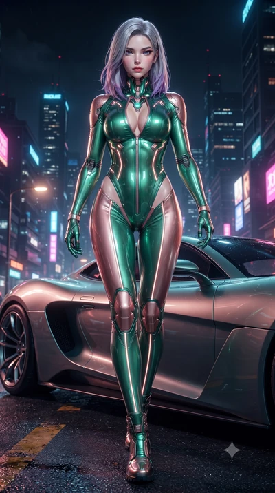 score_9, masterpiece, best quality, ultra-detailed, high-budget anime keyframe, editorial fashion photography, tasteful artistic composition, Caucasian woman. low angle full-body shot from head to toe showing her feet, filling the entire 9:16 vertica