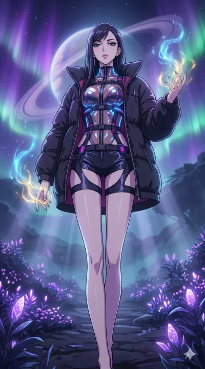 score_9, masterpiece, best quality, ultra-detailed, High-budget Anime Keyframe, vibrant colors, fluid line-art, expressive lighting, cinematic composition, Ufotable-style visual effects, top-tier animation quality, Japanese woman with delicate and el