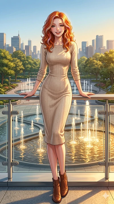 score_9, masterpiece, best quality, ultra-detailed, high-budget anime keyframe, vibrant anime aesthetic, Caucasian woman, strictly human ears. low angle full-body shot from head to toe showing her feet, filling the entire 9:16 vertical frame with her